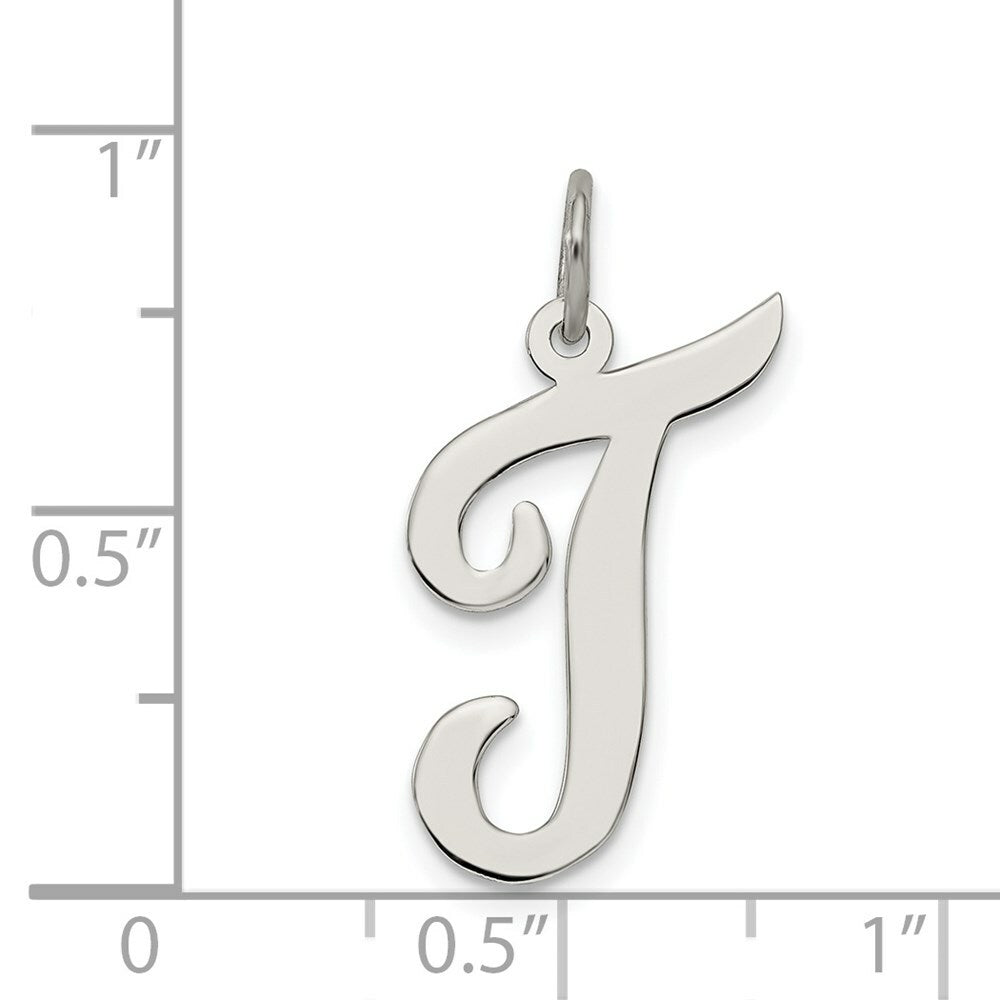 Sterling Silver Rhodium-plated Script Letter R Initial Letter Charm