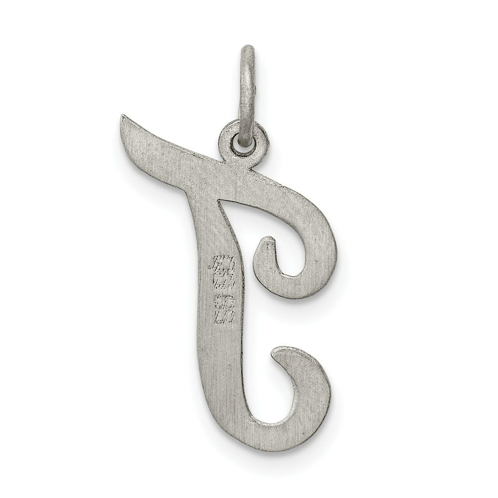 Sterling Silver Rhodium-plated Script Letter R Initial Letter Charm