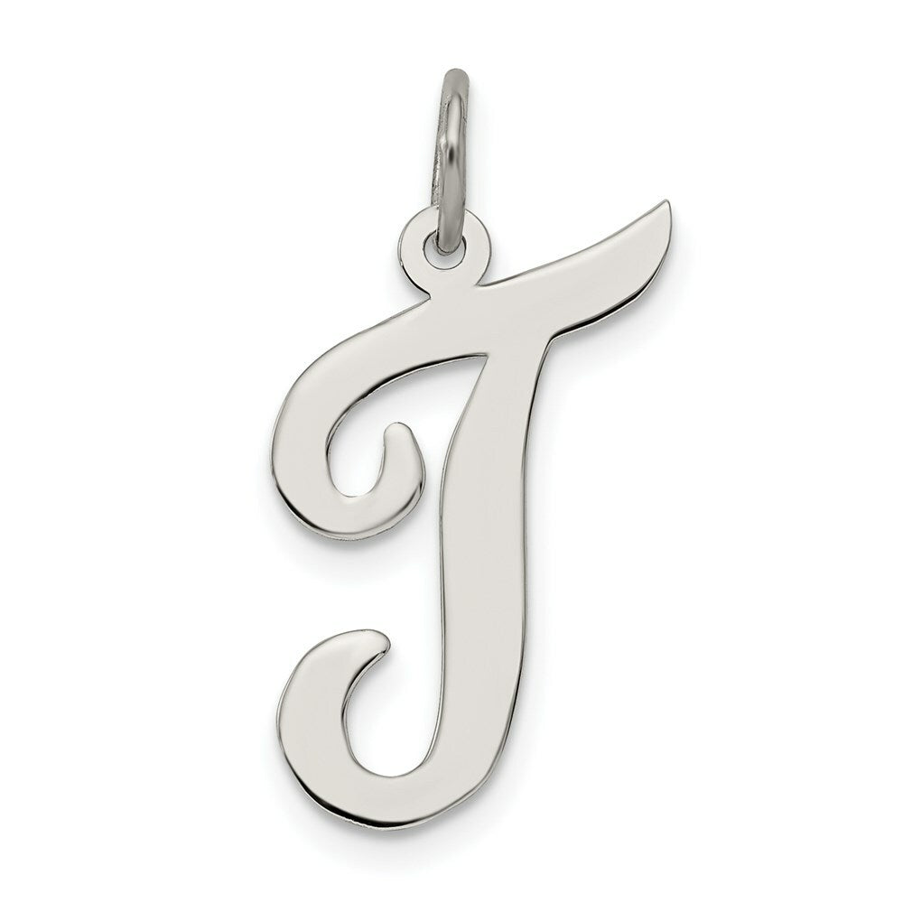Sterling Silver Rhodium-plated Script Letter R Initial Letter Charm