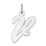 Load image into Gallery viewer, Sterling Silver Rhodium-plated Script Letter V Initial Letter Charm
