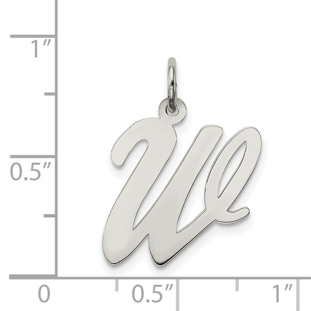 Sterling Silver Rhodium-plated Script Letter W Initial Letter Charm