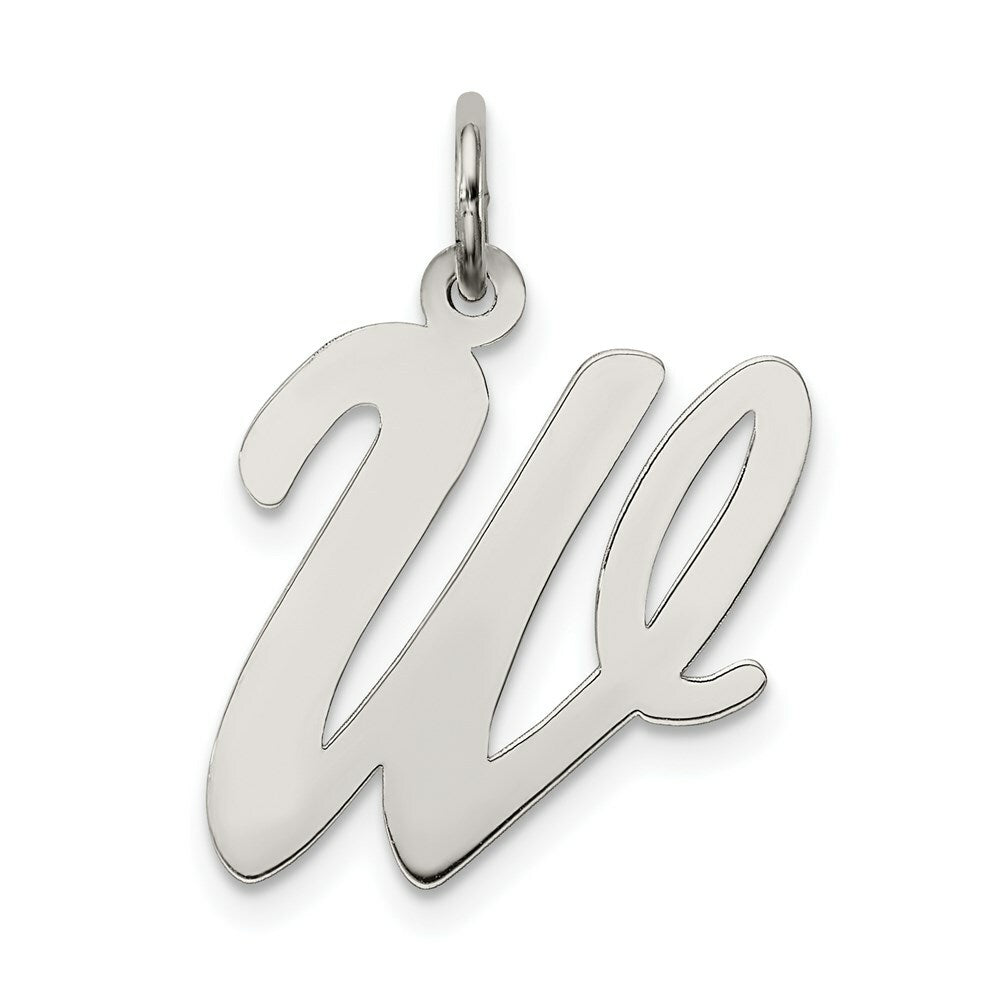 Sterling Silver Rhodium-plated Script Letter W Initial Letter Charm