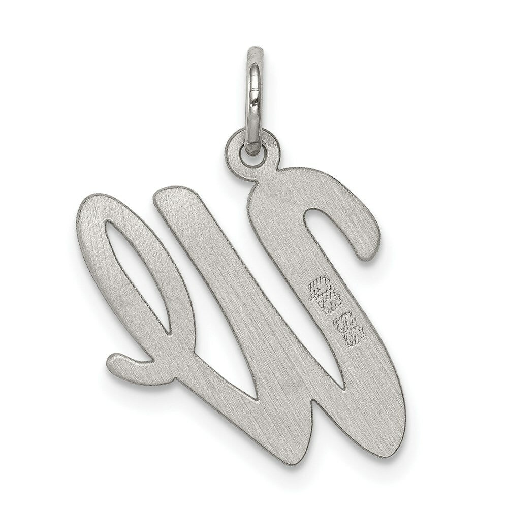 Sterling Silver Rhodium-plated Script Letter W Initial Letter Charm