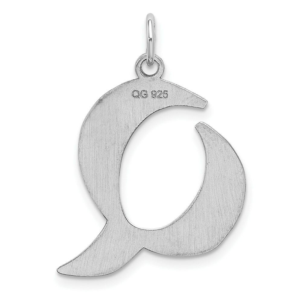 Sterling Silver Rhodium-plated Artisan Block Letter Q Initial Letter Charm