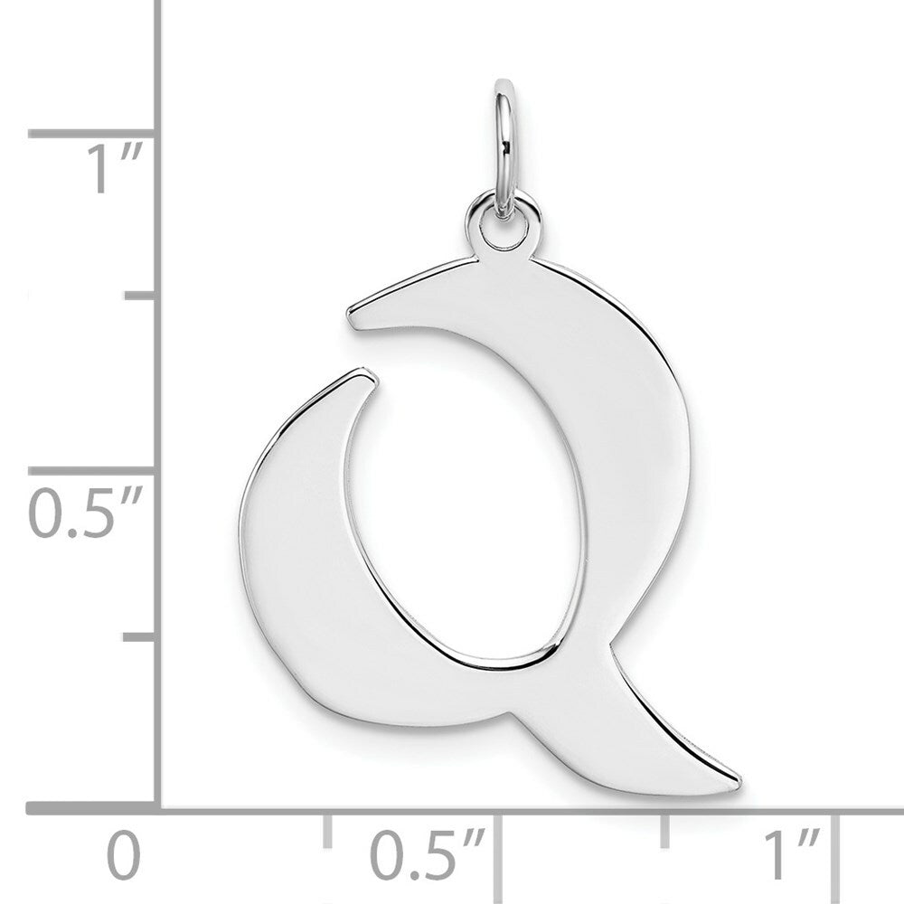 Sterling Silver Rhodium-plated Artisan Block Letter Q Initial Letter Charm