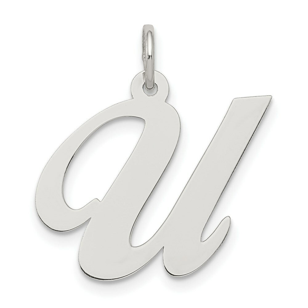 Sterling Silver Rhodium-plated Fancy Script Letter U Initial Letter Charm