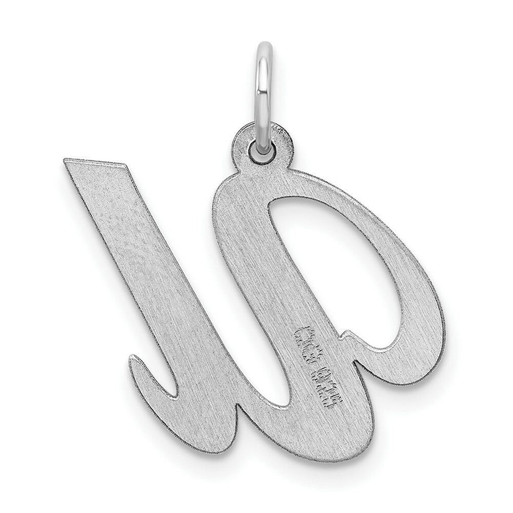 Sterling Silver Rhodium-plated Fancy Script Letter U Initial Letter Charm