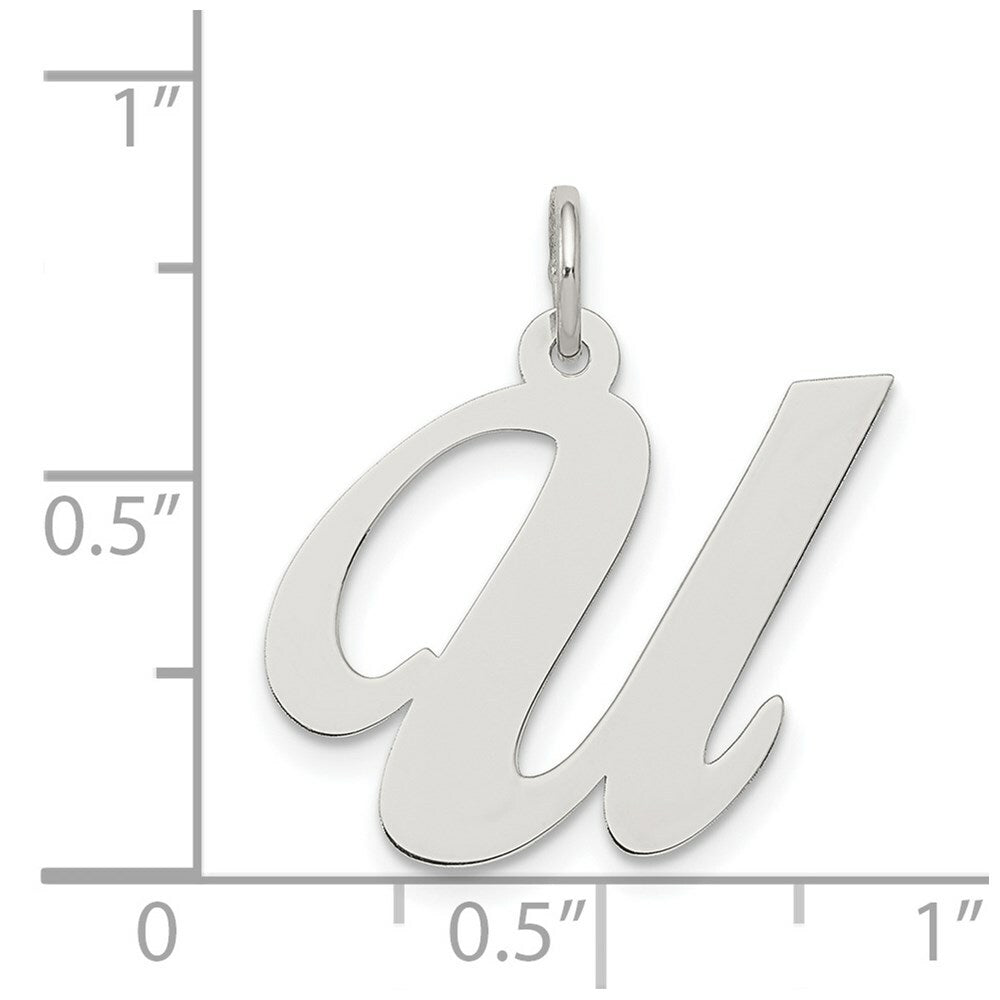 Sterling Silver Rhodium-plated Fancy Script Letter U Initial Letter Charm