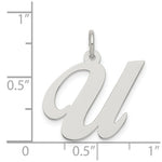 Load image into Gallery viewer, Sterling Silver Rhodium-plated Fancy Script Letter U Initial Letter Charm
