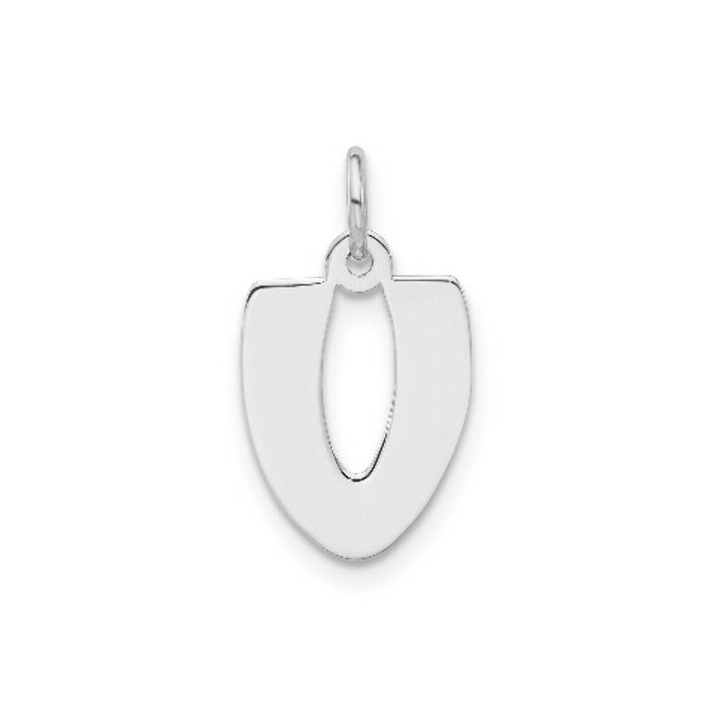 Sterling Silver Bubble Block Initial Letter V Charm