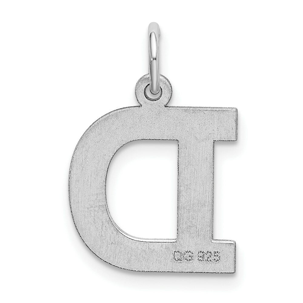 Sterling Silver Rhodium-plated Block Letter D Initial Letter Charm
