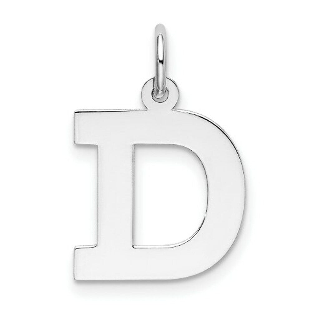 Sterling Silver Rhodium-plated Block Letter D Initial Letter Charm