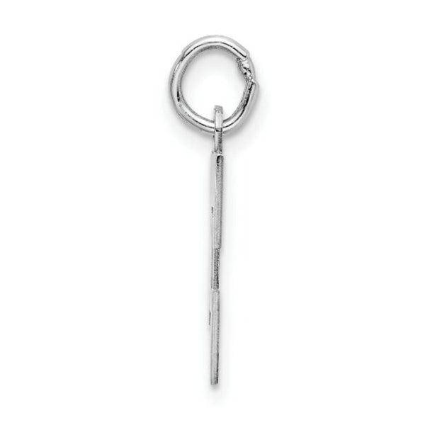 Sterling Silver Rhodium-plated Block Letter E Initial Letter Charm