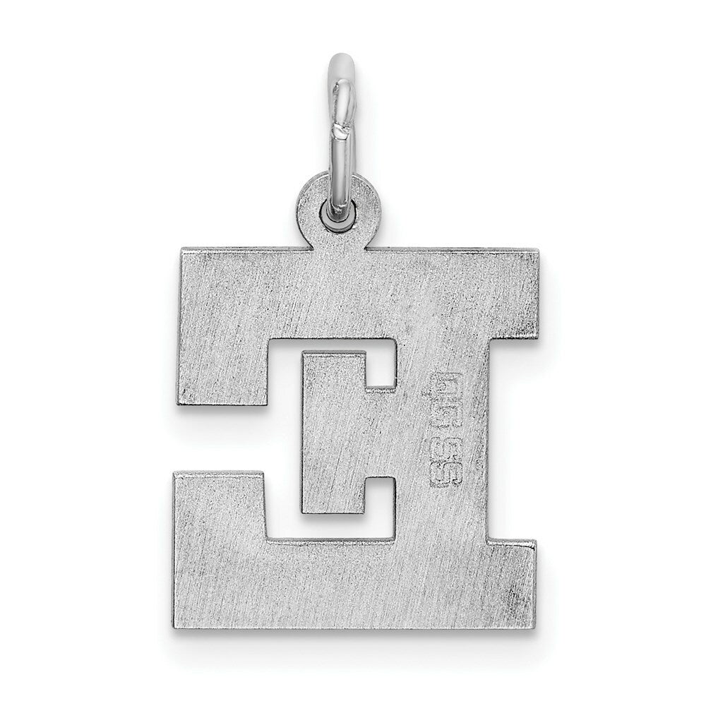 Sterling Silver Rhodium-plated Block Letter E Initial Letter Charm