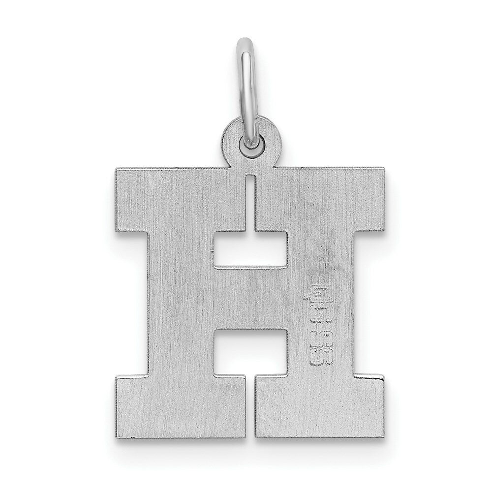 Sterling Silver Rhodium-plated Block Letter H Initial Letter Charm