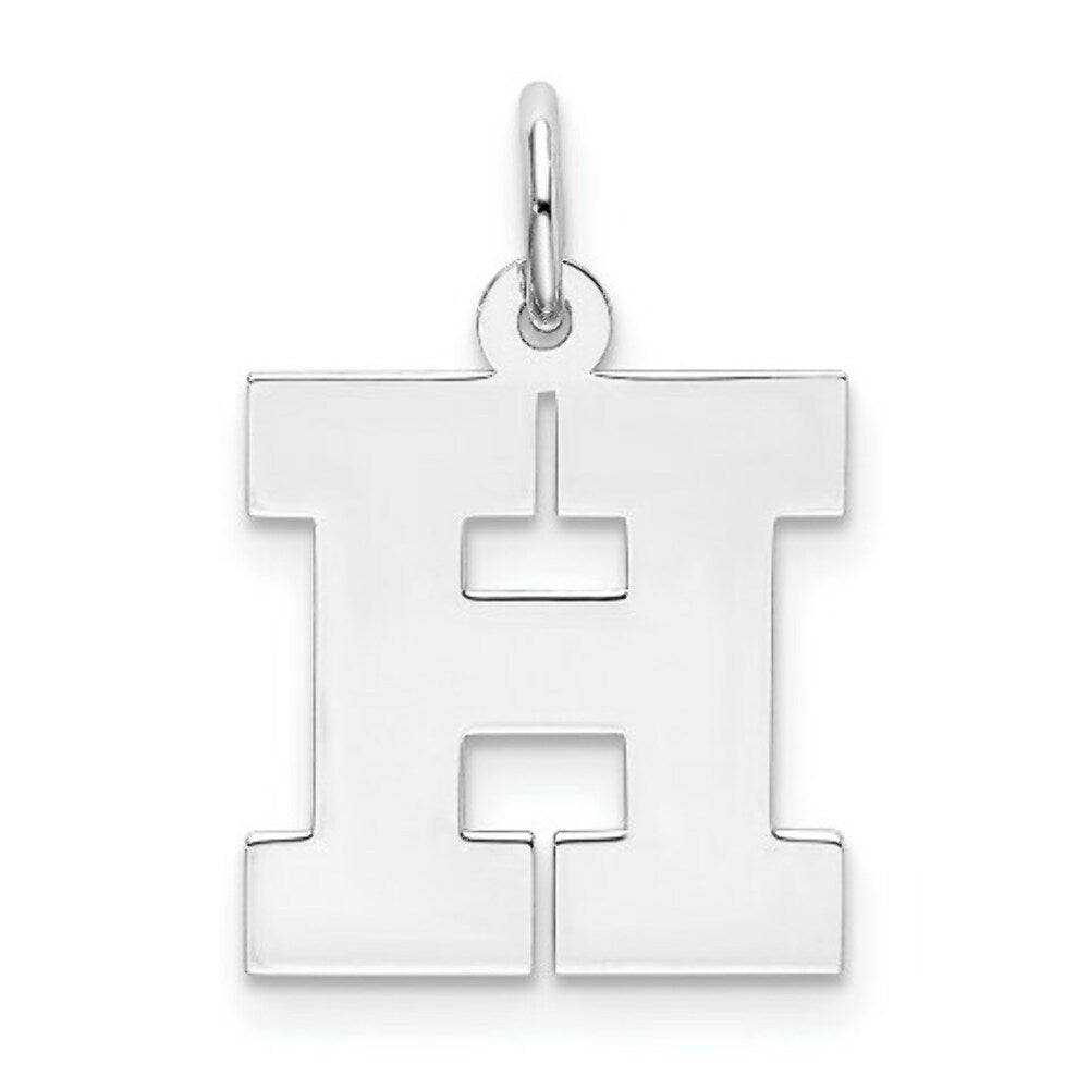 Sterling Silver Rhodium-plated Block Letter H Initial Letter Charm