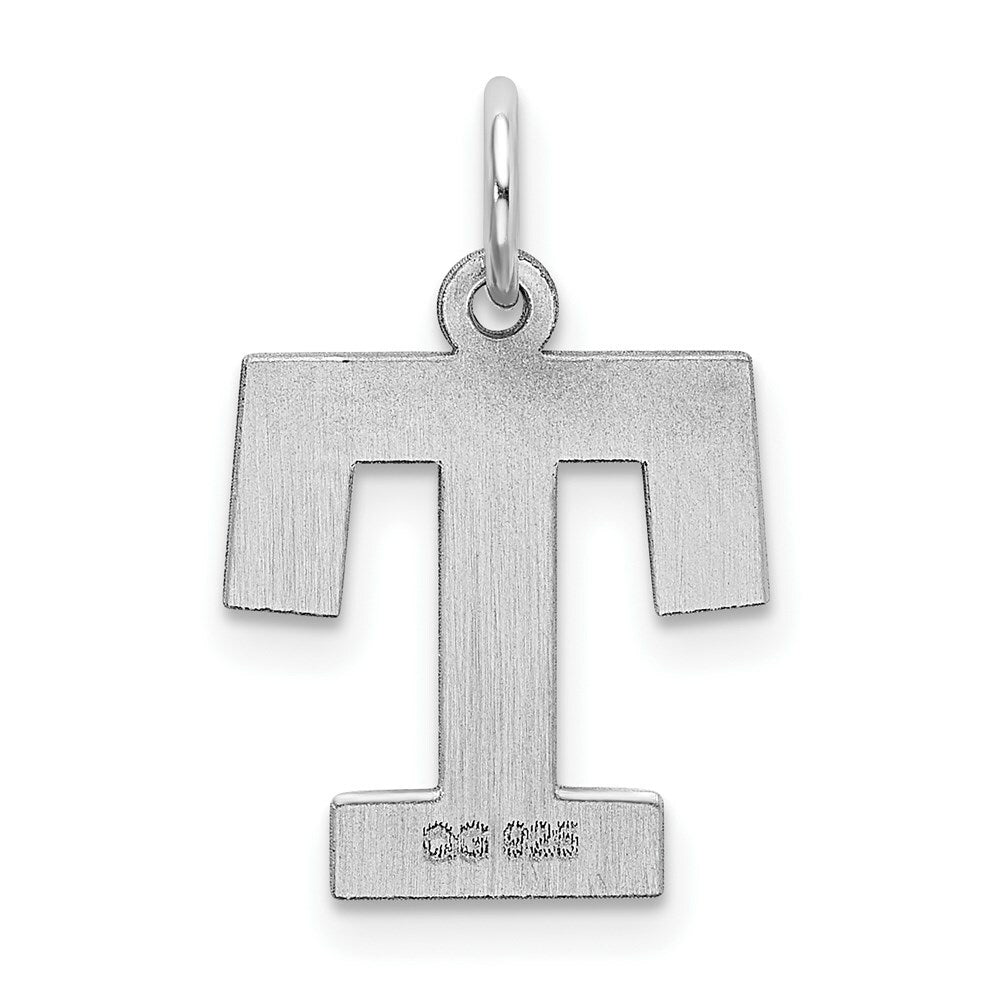 Sterling Silver Rhodium-plated Block Letter R Initial Letter Charm