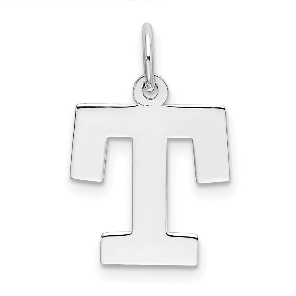 Sterling Silver Rhodium-plated Block Letter R Initial Letter Charm