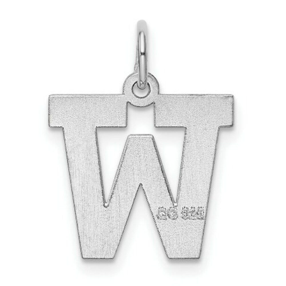 Sterling Silver Rhodium-plated Block Letter W Initial Letter Charm