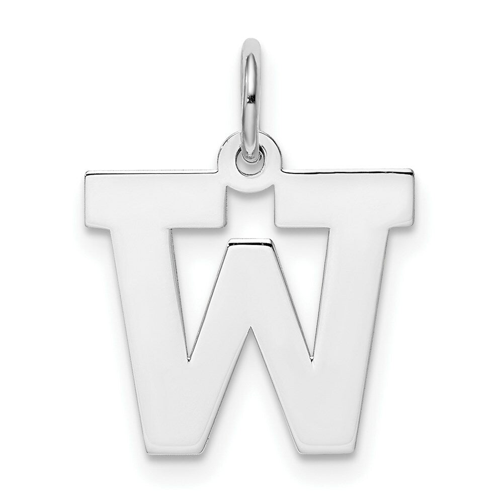 Sterling Silver Rhodium-plated Block Letter W Initial Letter Charm