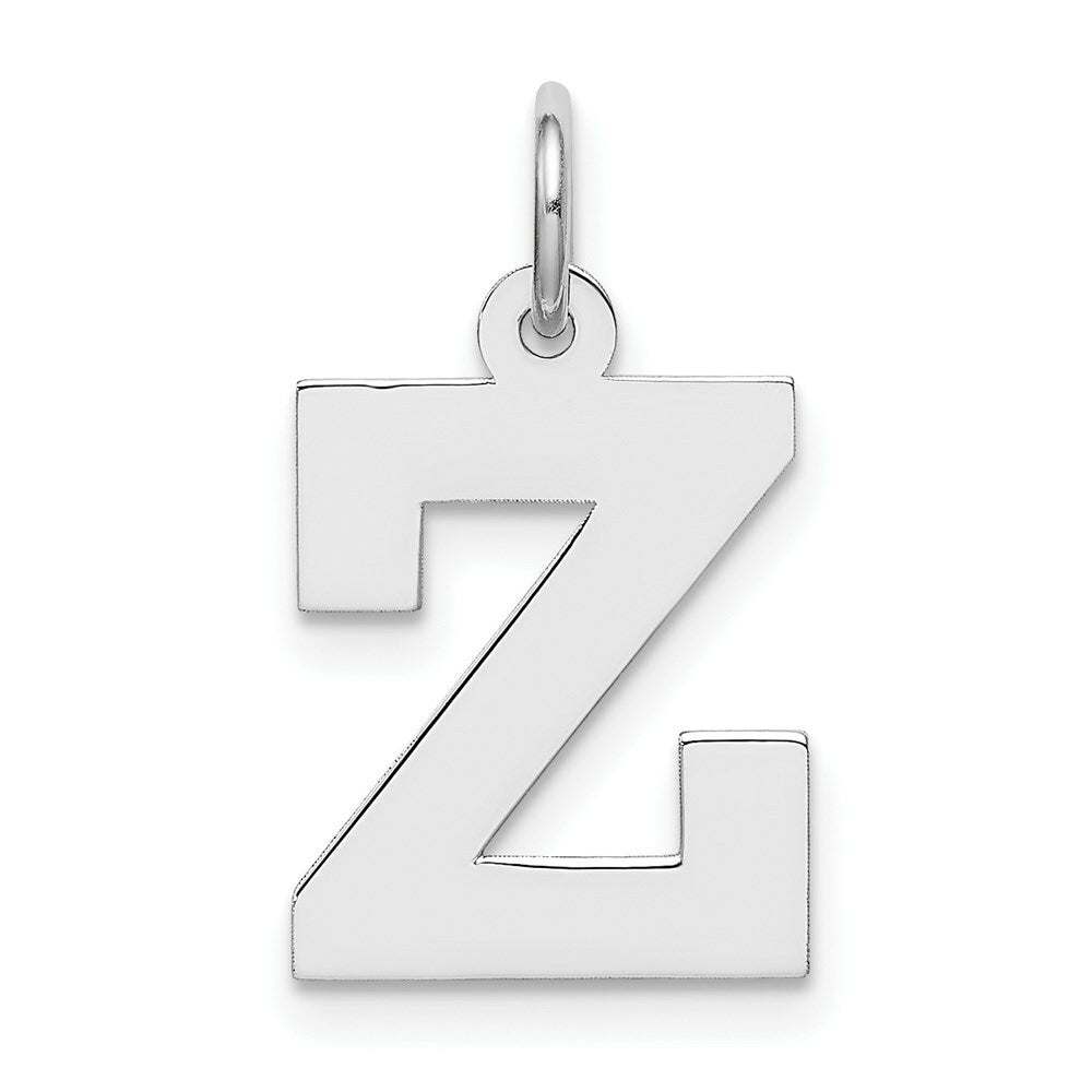 Sterling Silver Rhodium-plated Block Letter Z Initial Letter Charm
