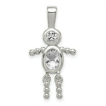 Load image into Gallery viewer, Sterling Silver CZ and April Synthetic Birthstone Boy Pendant
