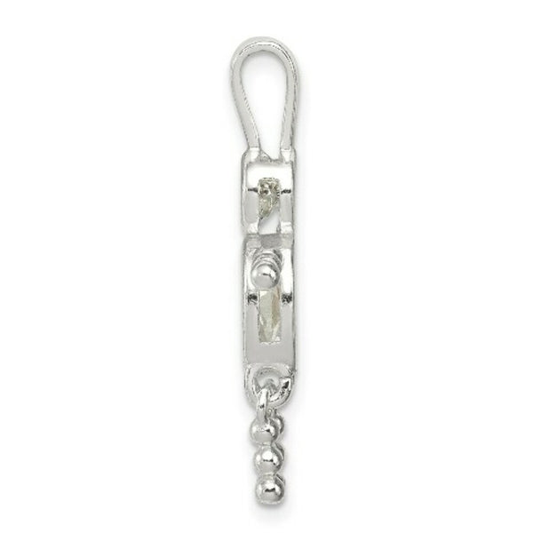 Sterling Silver CZ and April Synthetic Birthstone Boy Pendant