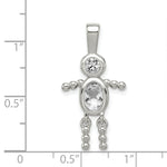 Load image into Gallery viewer, Sterling Silver CZ and April Synthetic Birthstone Boy Pendant
