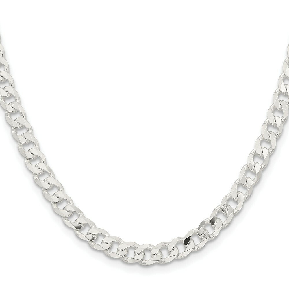 Sterling Silver Rhodium-plated 6mm Curb Chain