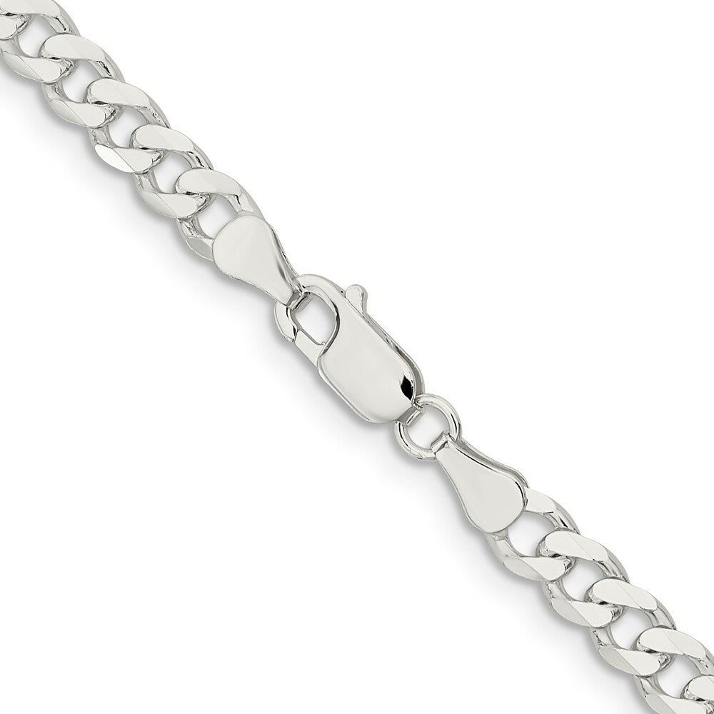 Sterling Silver Rhodium-plated 6mm Curb Chain