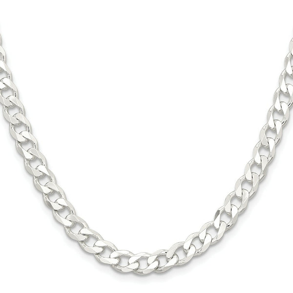 Sterling Silver Rhodium-plated 7mm Curb Chain