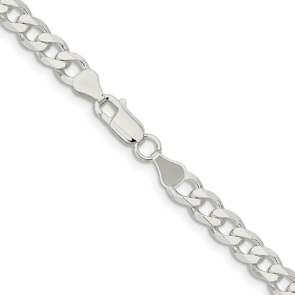 Sterling Silver Rhodium-plated 7mm Curb Chain