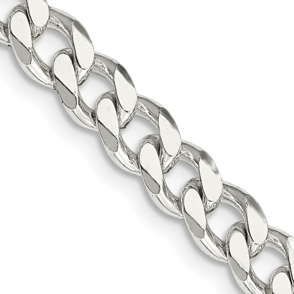 Sterling Silver Rhodium-plated 7mm Curb Chain
