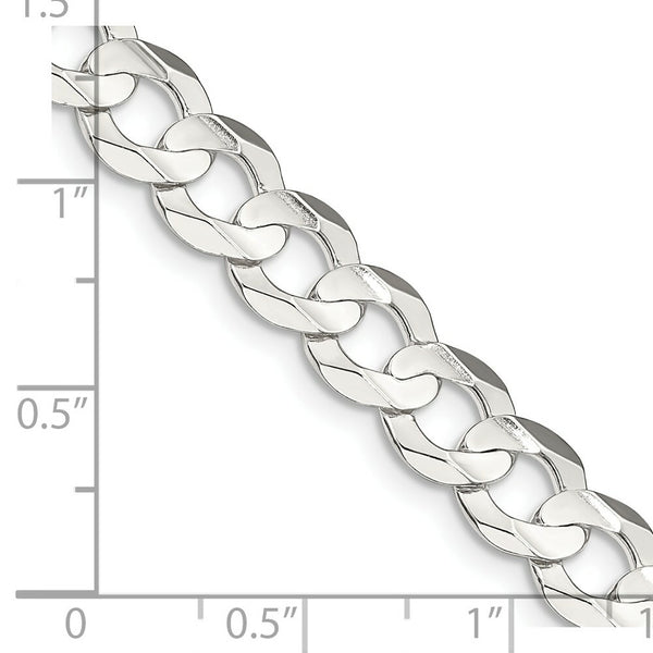 Sterling Silver 8mm Concave Beveled Curb Chain