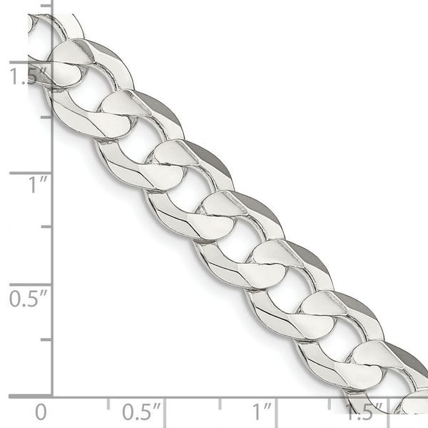 Sterling Silver 9.75mm Concave Beveled Curb Chain