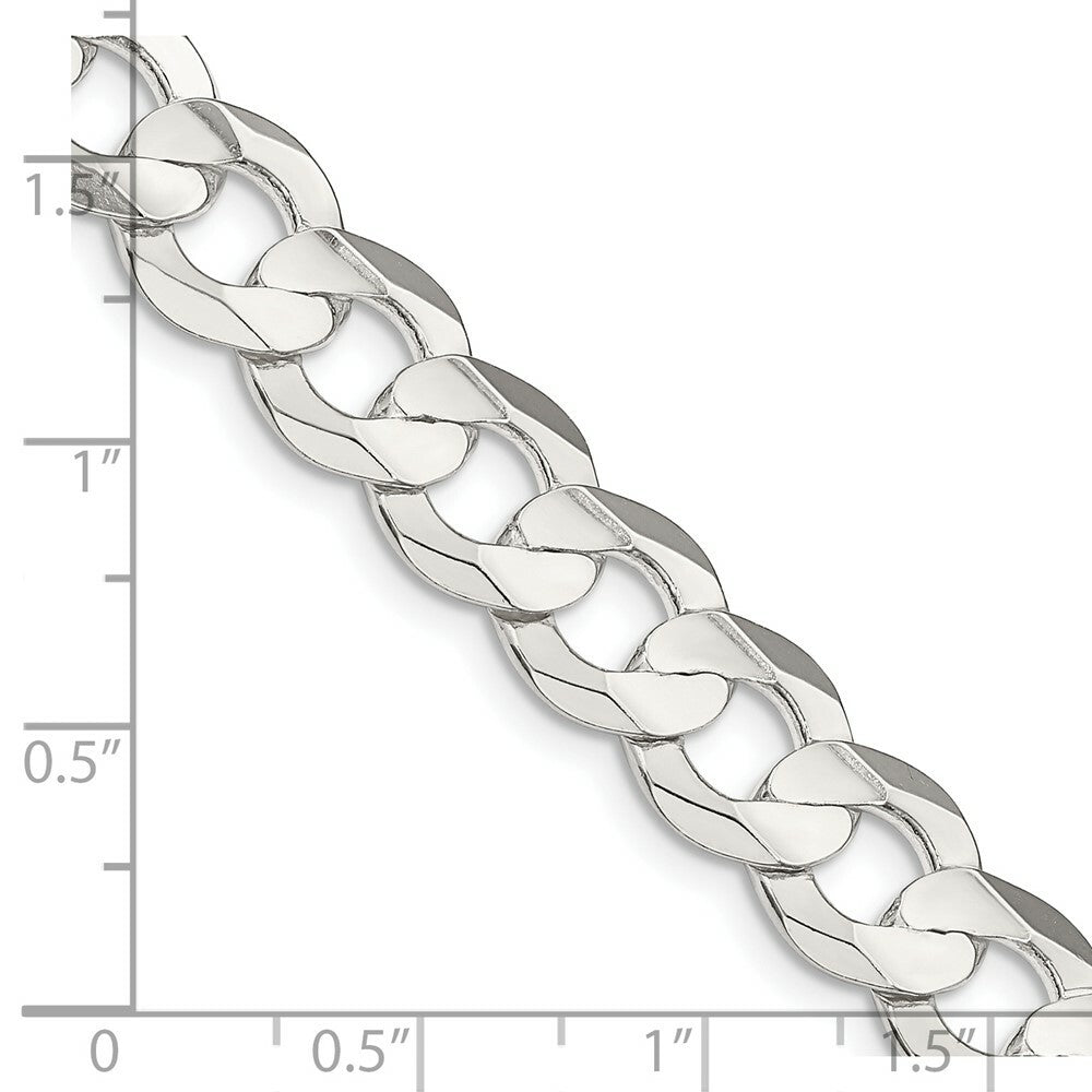 Sterling Silver 9.75mm Concave Beveled Curb Chain