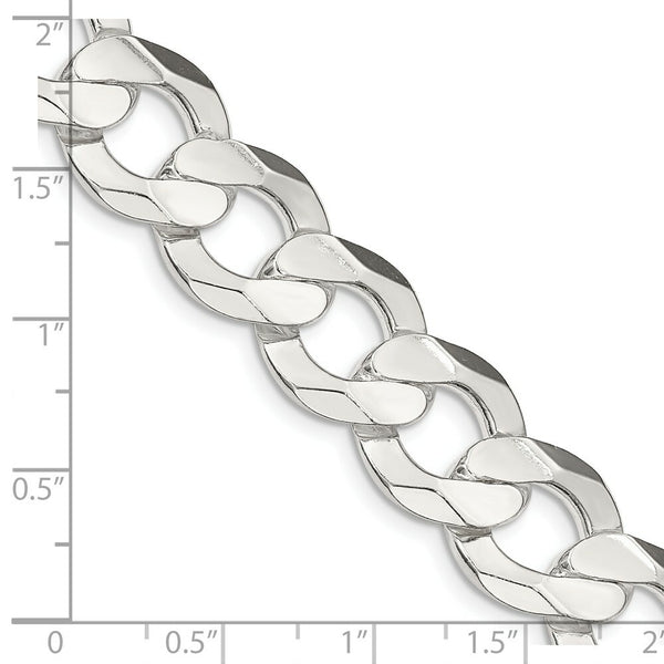 Sterling Silver 13.8mm Concave Beveled Curb Chain