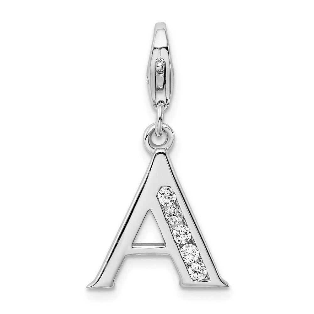 Sterling Silver Amore la Vita CZ Letter A w/Lobster Clasp Charm