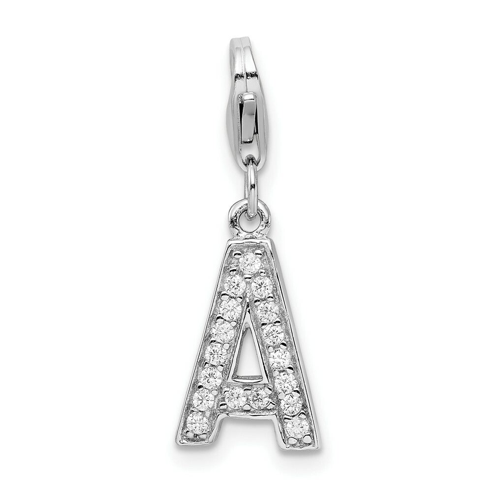 Sterling Silver Amore la Vita CZ Letter A w/Lobster Clasp Charm
