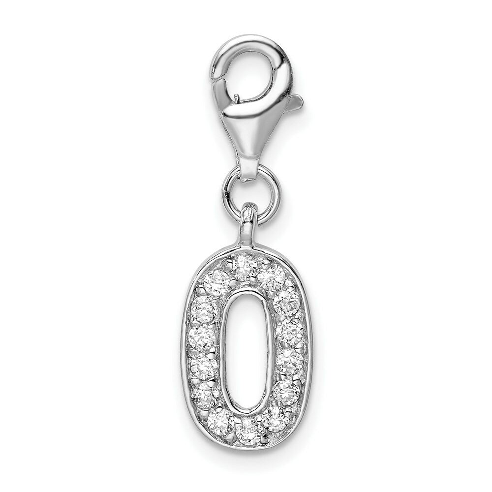 Sterling Silver Amore la Vita CZ Numeral 0 w/Lobster Clasp Charm