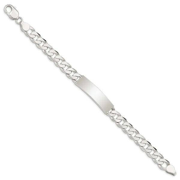 Sterling Silver Polished Engraveable Patterned Curb Link ID Bracelet 8'' length