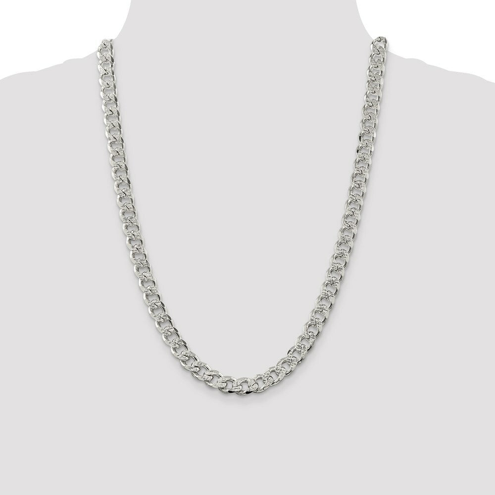 Sterling Silver 9.15mm Pav? Curb Chain
