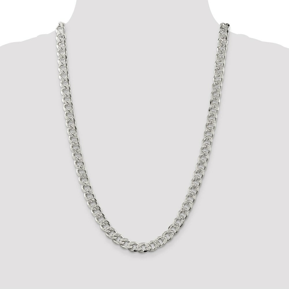 Sterling Silver 9.15mm Pav? Curb Chain