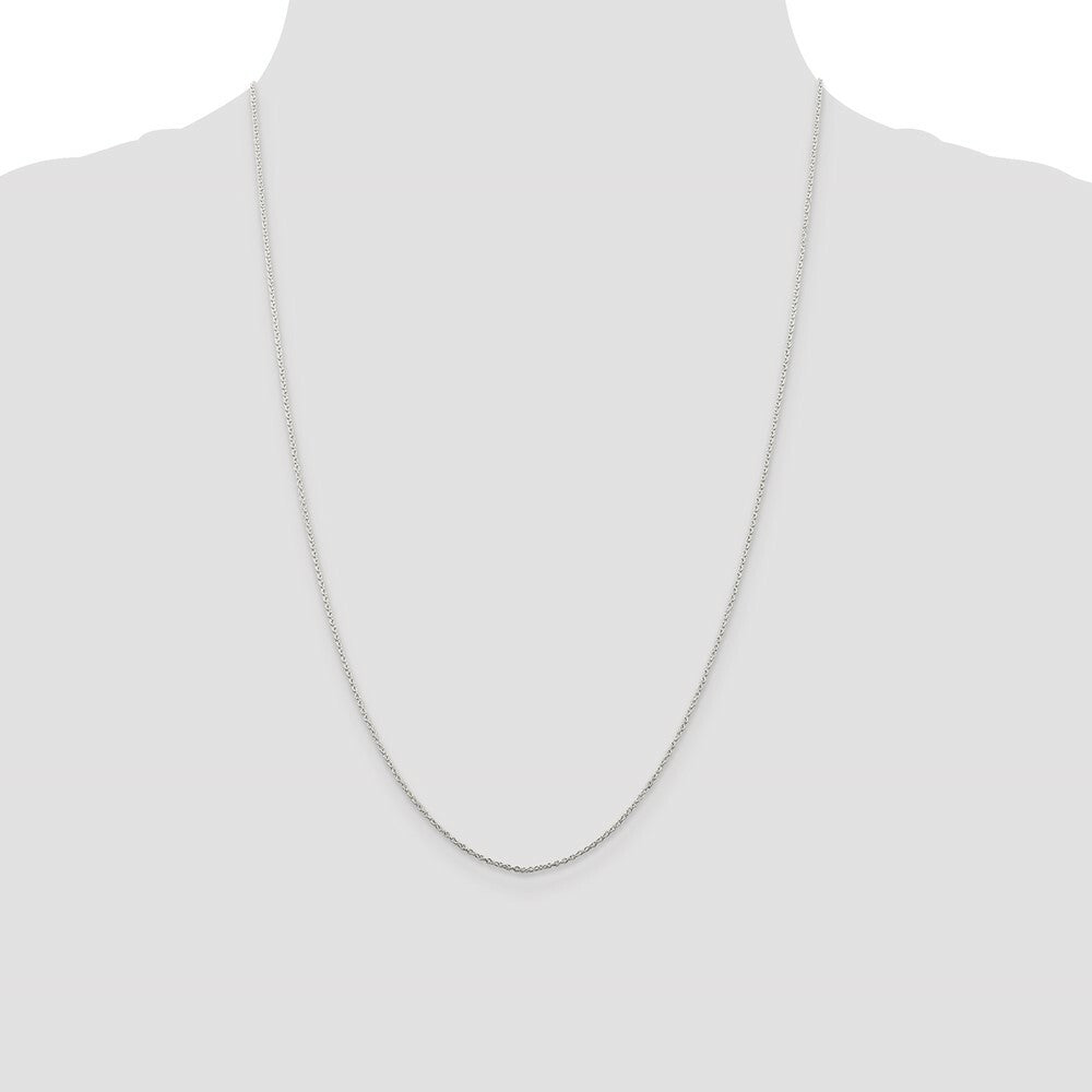 Sterling Silver Rhodium-plated 1mm Cable Chain