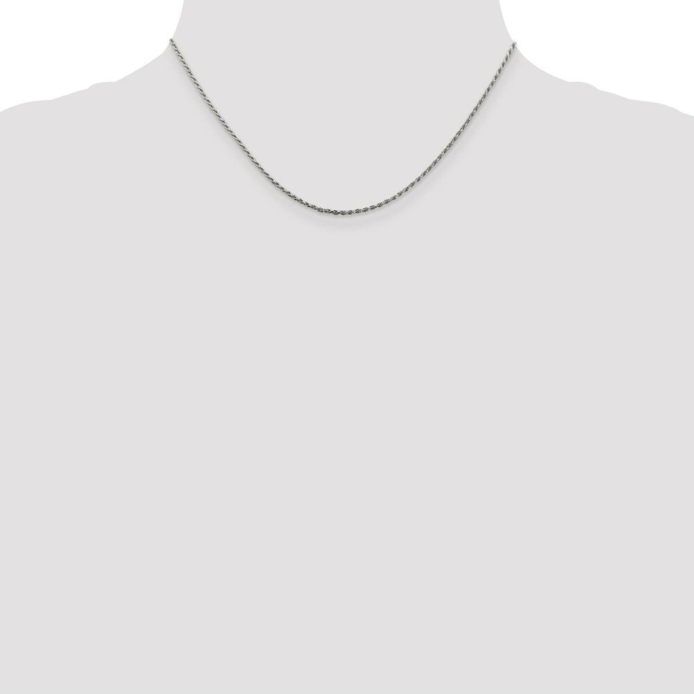 Sterling Silver 1.5mm Diamond-cut Rope Chain 16'' length