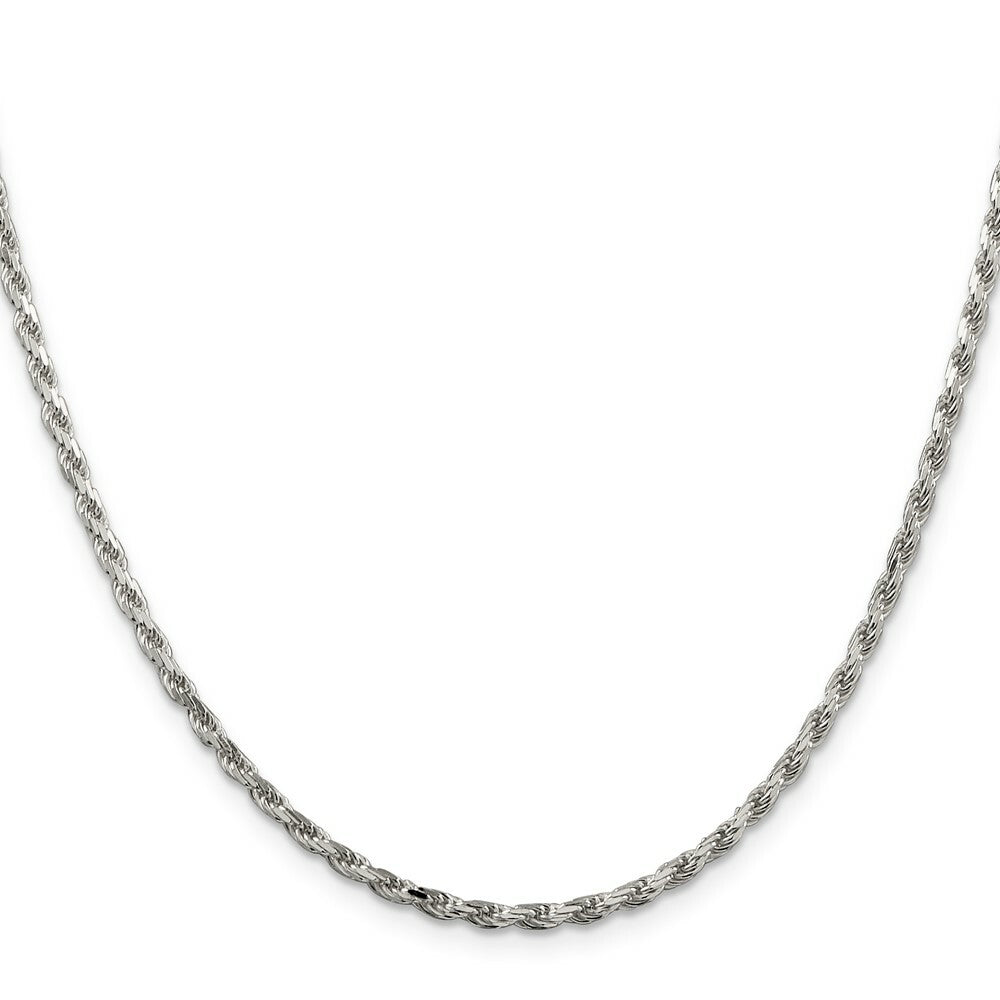 Sterling Silver 2.5mm Diamond-cut Rope Chain 16'' length