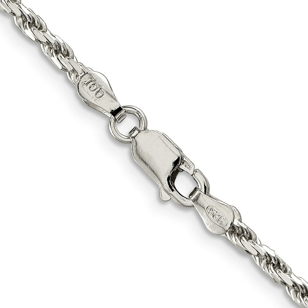 Sterling Silver 2.5mm Diamond-cut Rope Chain 16'' length