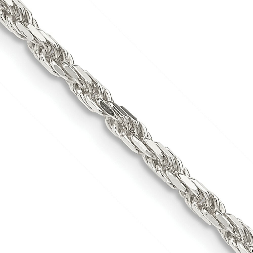 Sterling Silver 2.5mm Diamond-cut Rope Chain 16'' length