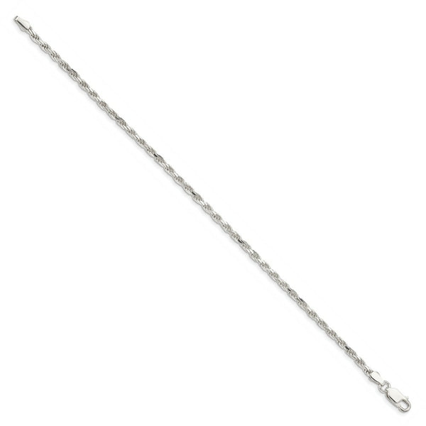 Sterling Silver 2.5mm Diamond-cut Rope Chain 7'' length