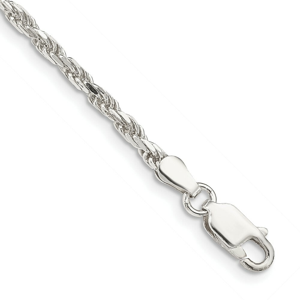 Sterling Silver 2.5mm Diamond-cut Rope Chain 7'' length
